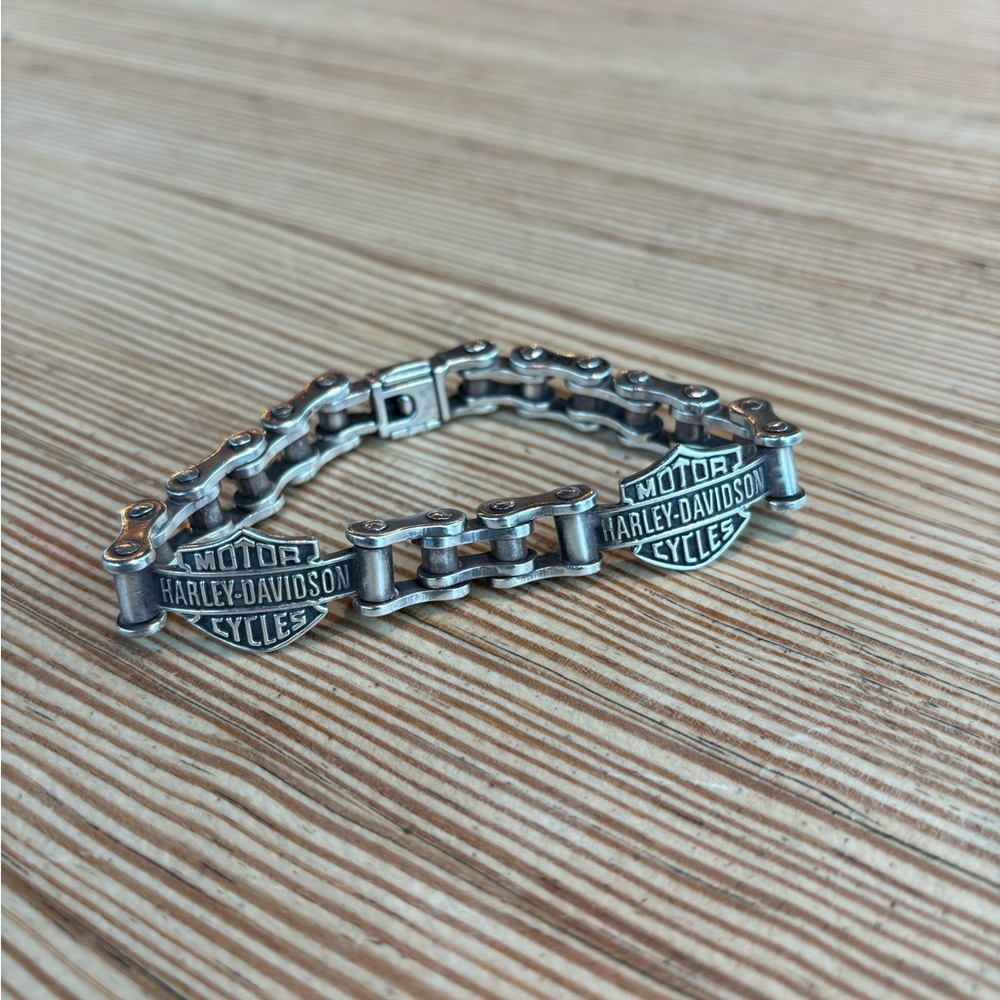 Vintage Harley Davidson Bike Chain Sterling Silver Bracelet